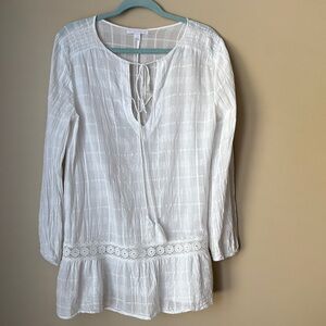 Chelsea28 Women’s Coverup White Lace Trim Swimsuit dress - Medium